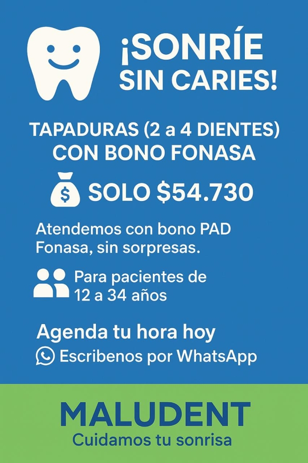  Ofrecemos un tratamiento dental 
✨ Tapaduras en 2 a 4 dientes 🦷 por solo $54.730 c...